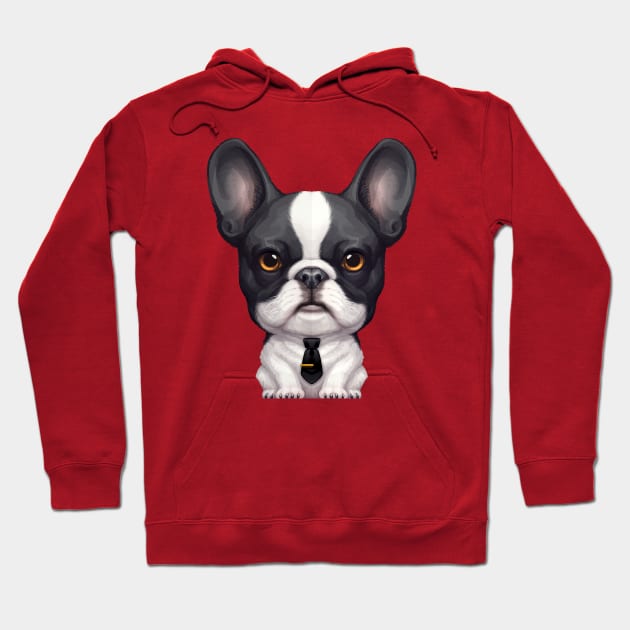 Brindle Pied French Bulldog Wearing a Tie Hoodie by stonemask